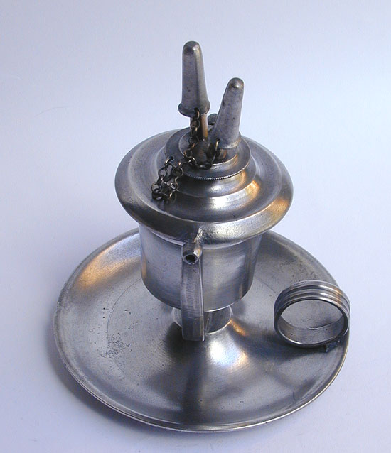 A Pewter Swivel Chamber Lamp