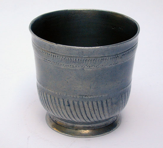 A Rare Pewter Gadrooned Pewter Cup