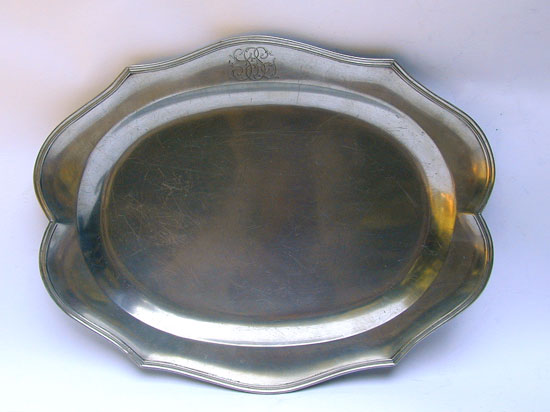 A Wavy Edge Pewter Oval Platter And Wavy Edge Plate By Townsend & Reynolds