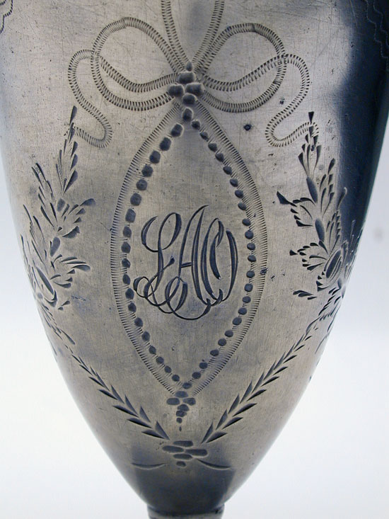 An Antique British Pewter Sheffield Engraved Cream Pot