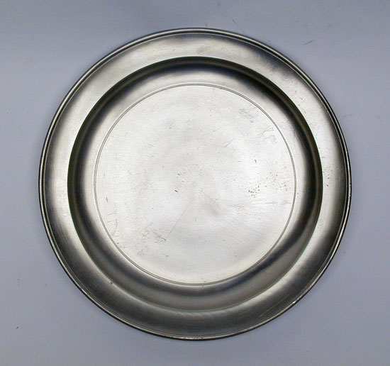 A Boardman 10 3/4 Narrow Rim Antique Pewter Plate
