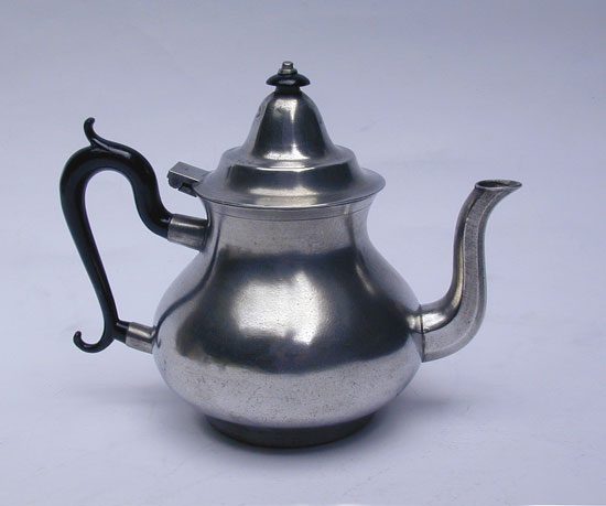 An Antique American Pewter Pear Form Teapot by Boardman 