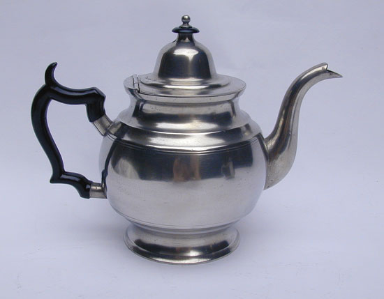 A Pewter Inverted Mold Teapot by Thomas & Sherman Boardman