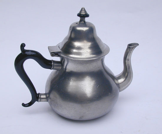 A Unmarked Pewter Pear Form Teapot from the Danforth/Boardman Molds