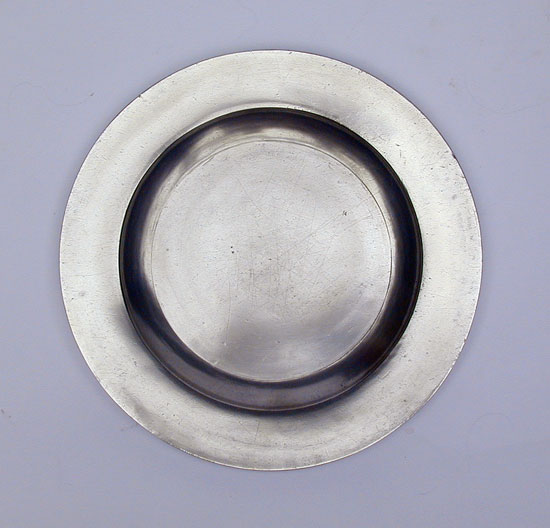 An Export Flat Rim Pewter Plate by Birch & Villers