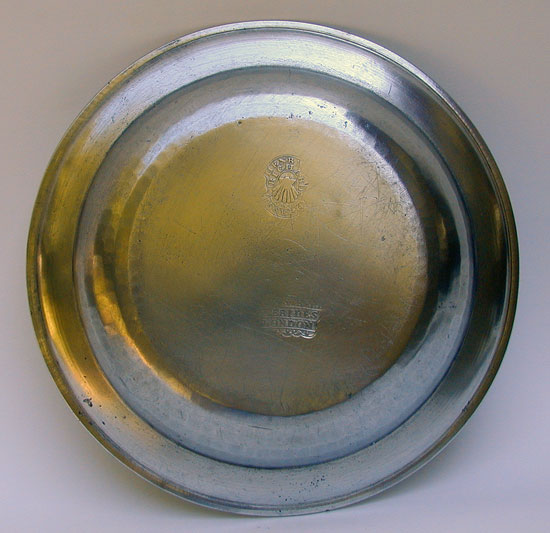 An Export Pewter Soup Plate by Henry & Richard Joseph 