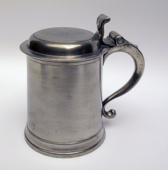 Unmarked American Pewter Tankard Attributed to William Elsworth