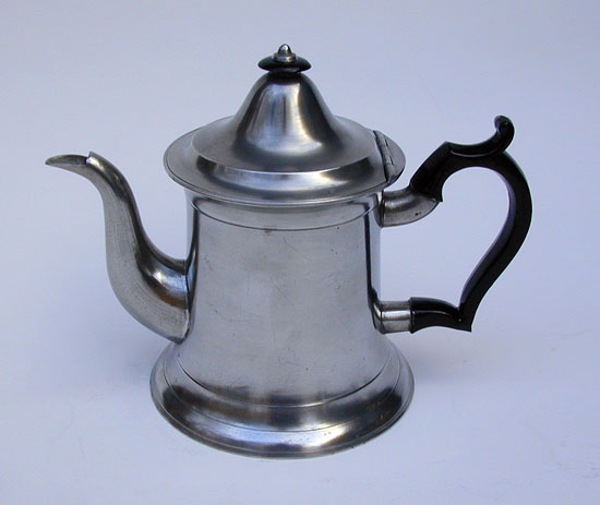 A Pewter Truncated Lighthouse Form Teapot