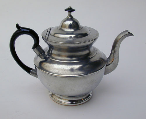 An Unmarked One Cup Boardman Pewter Teapot with Copper Bottom
