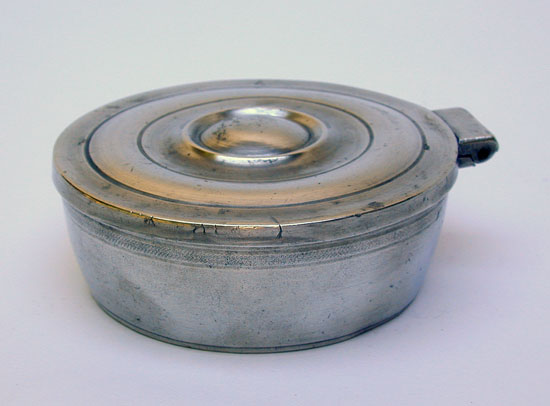 A Scarce Pewter Soap Box by Oliver Trask