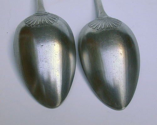 A Pair of Export Pewter Spoons by Thomas & Townsend Compton