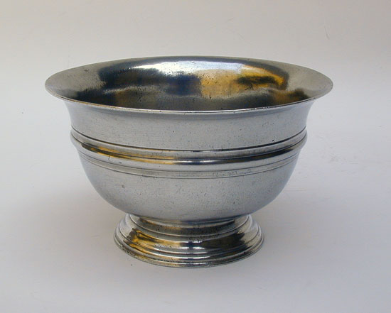 An Export Pewter Broth Bowl by Nathaniel Barber
