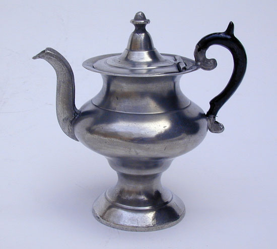 A Miniature Pewter Teapot Attributed to Roswell Gleason