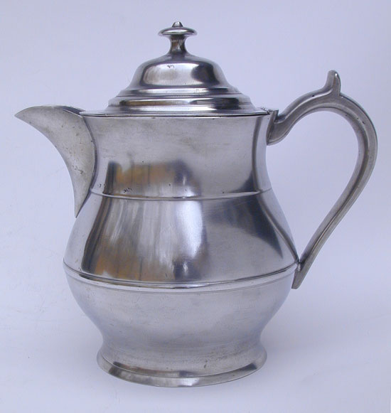 A Two Quart Lidded Pewter Water Pitcher by Boardman