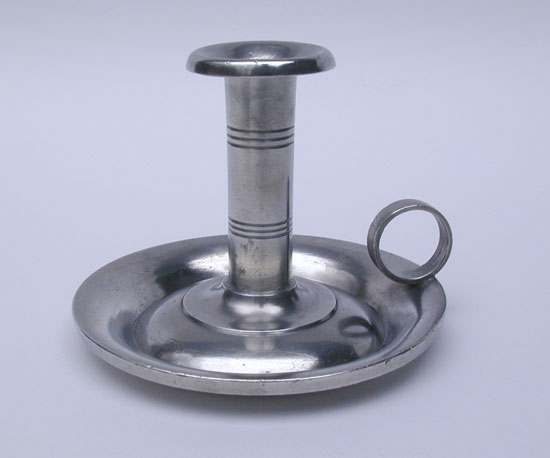 An Unmarked Pewter Chamberstick Attributable to Meriden Britannia Company
