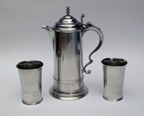 A Three Piece Pewter Communion Set by Boardman