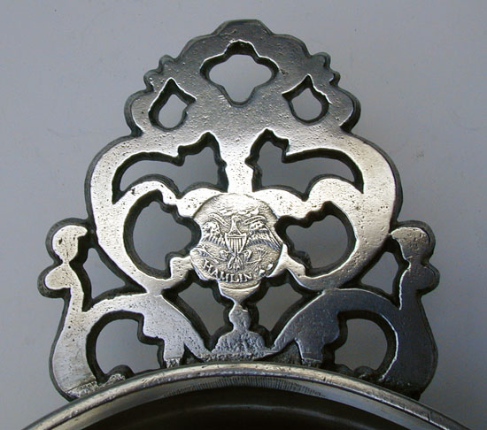 A Near Mint Pewter Flower Handle Porringer by Samuel Hamlin, Sr.