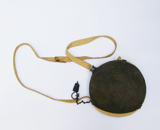 thumbnail image 2 of US Union Army Civil War Canteen Replica - Sky Blue Wool Cover With Canvas Strap 2 of 10