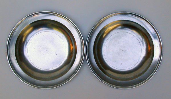 A Fine Pair of Export Pewter Soup Plates by Thomas Compton