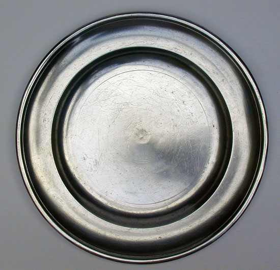 A Single Reed Rim Pewter Plate by Ashbil Griswold
