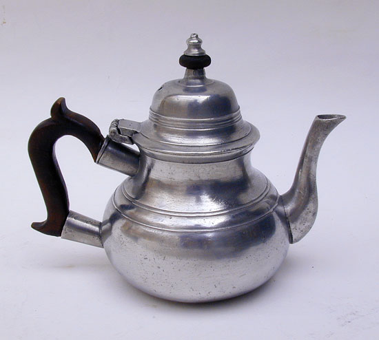 An 18th Century English Export Pewter Pear Form Teapot