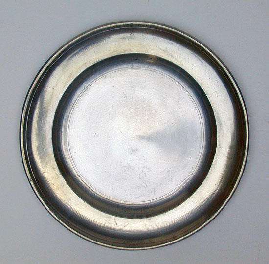  A Near Mint Southern Pewter Plate by Samuel Kilbourn