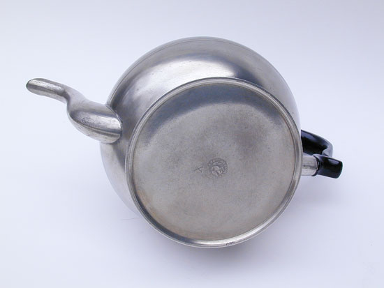 An American Pewter Inverted Mold Teapot by Boardman & Co.