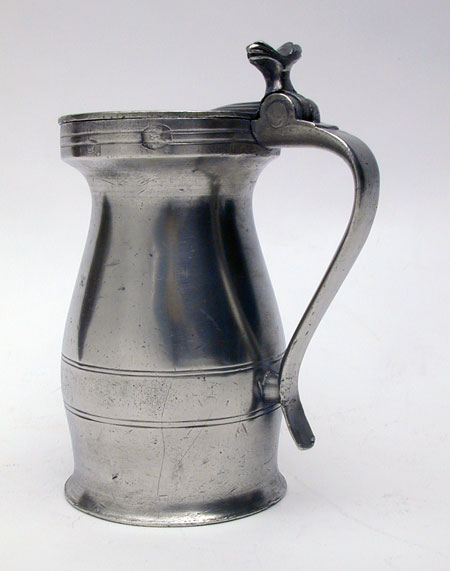 An English Quart Pewter Bud Baluster Measure