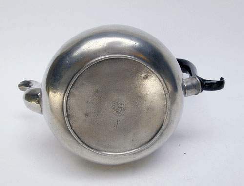 A Townsend & Compton Export Pewter Pear Form Teapot