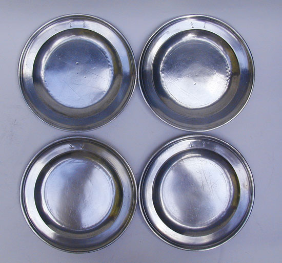 A Set of Four Export Pewter Plates by Fasson and Son
