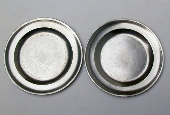 A Pair of Export Pewter Plates by  Robert Bush & Co