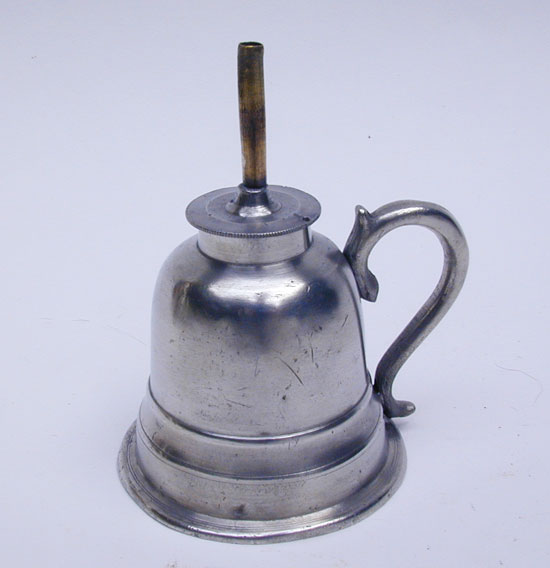 A Small Bell Shaped Pewter Sparking Lamp