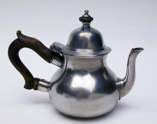An Export Pear Form Pewter Teapot by Robert Bush, Sr.