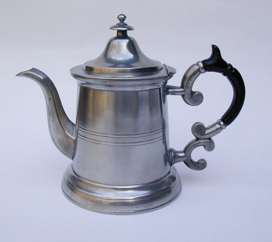 A Pewter Truncated Lighthouse Teapot by Morey & Smith