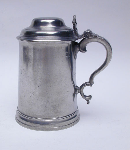A Quart Export Pewter Tankard by Nathaniel Barber