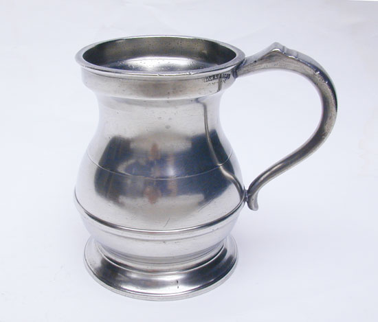 A Pint Domestic English Bellied Pewter Measure