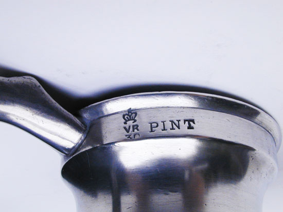 A Pint Domestic English Bellied Pewter Measure