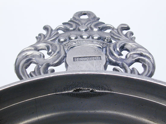 A Crown or Coronet Handle Pewter Porringer by Thomas Danforth Boardman and Sherman Boardman