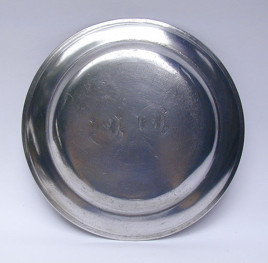 A Scarce Pewter Plate by Stephen Barnes of Middletown