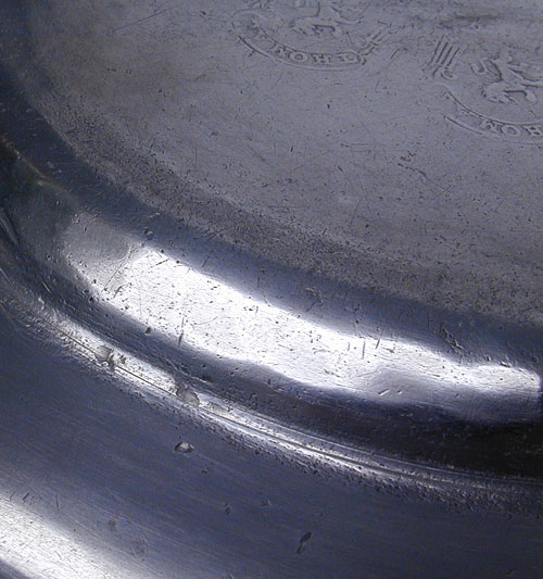 A Pewter Plate by Thomas Danforth II with Hammered Booge