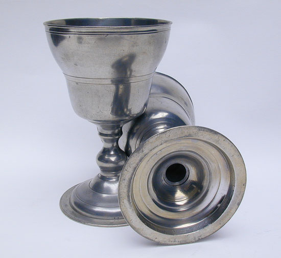 A Pair of Robert Bush Export Pewter Chalices