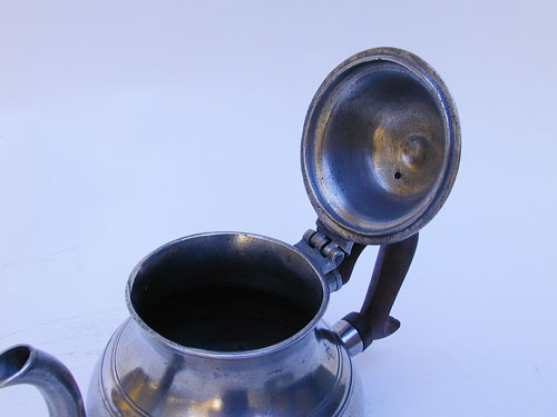 A Mid 18th Century Pewter Pear Shaped Export Teapot by John Townsend