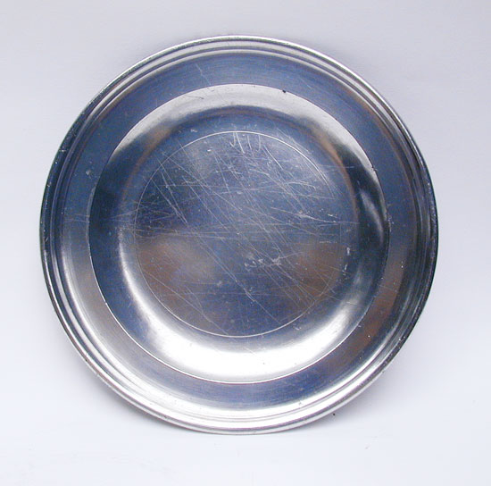 A Townsend & Compton Export Pewter Plate with Owner's Initials