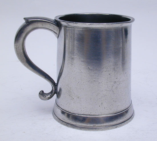 An Unmarked Danforth Mold Connecticut Pint Pewter Mug 