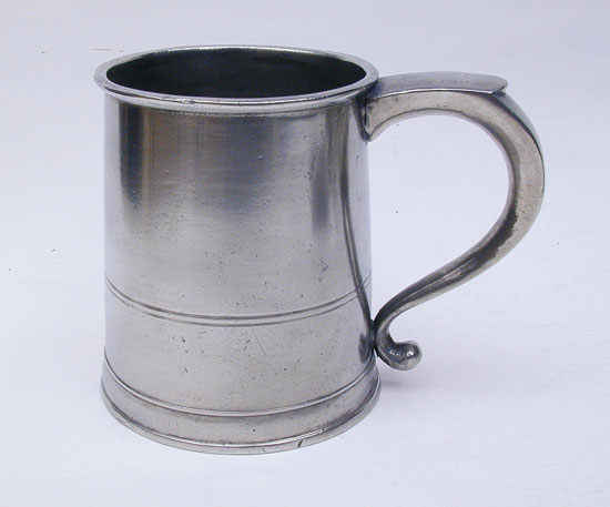 A Quart Squat Pewter Mug by Timothy Boardman & Co