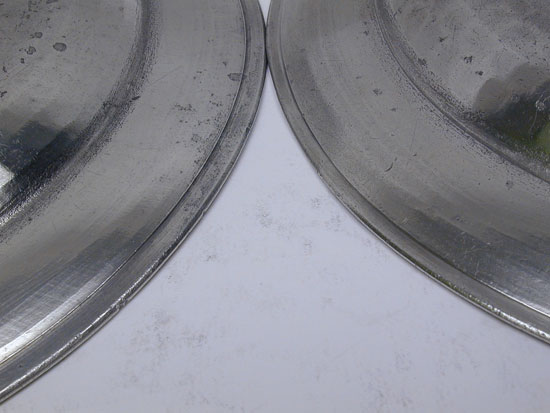 A Pair of Export Pewter Plates by Samuel Ellis