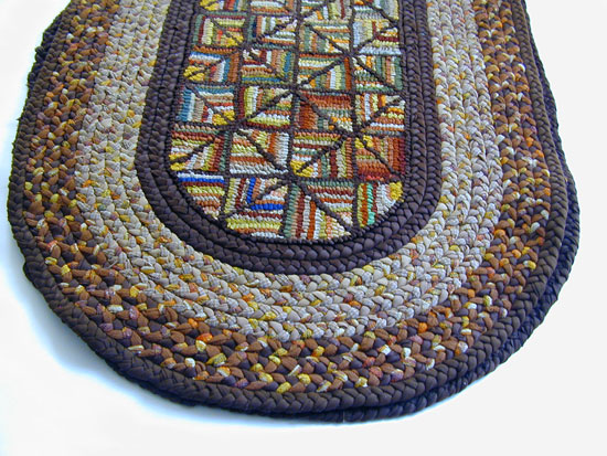 A Hooked and Braided Rug, Mid 20th Century