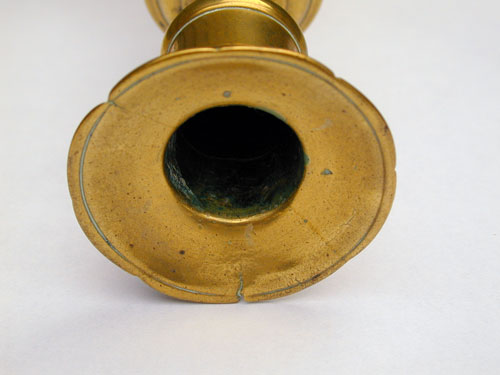 A Queen Anne Petal Base Brass Candlestick