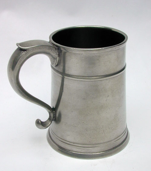 One of the Finest Connecticut Pewter Pint Mugs Extant