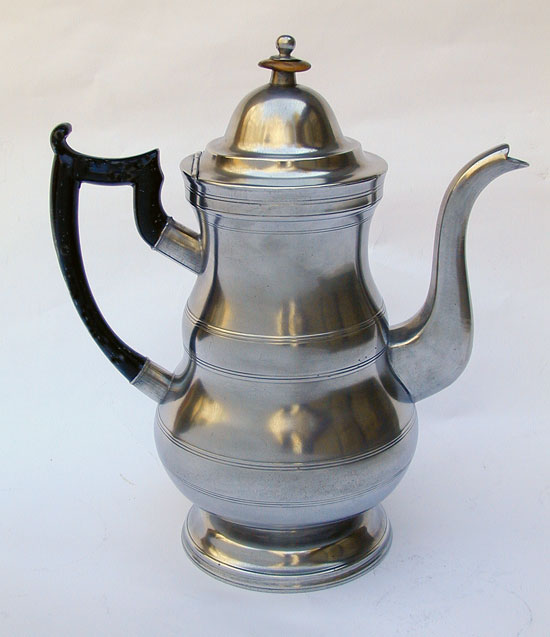 A Boardman & Co Double Belly Pewter Coffeepot